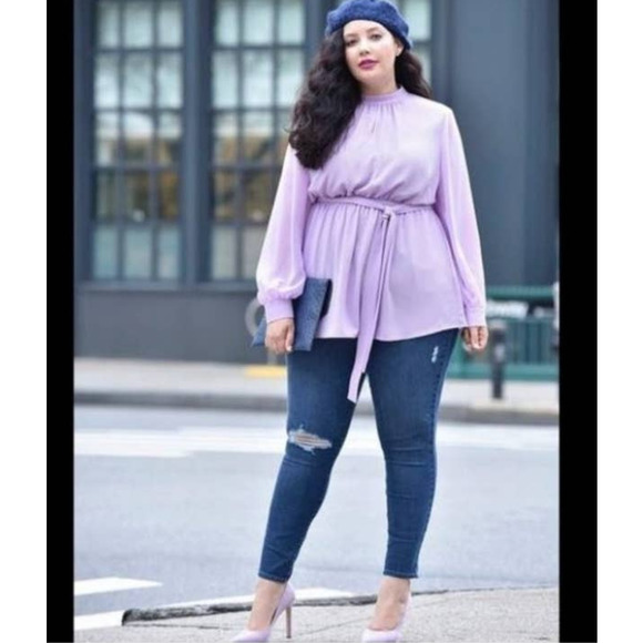 Lane Bryant Tops - Girl with Curves x Lane Bryant Women 26W Lavender Purple Pockets Tunic w/ Tie